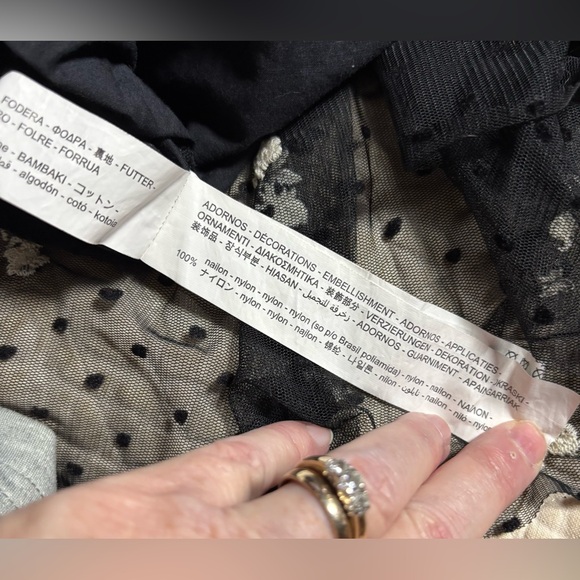 Zara Kids Girl Embroidered Tulle Dress Lined Black Sz 13-14 Sheer Long Sleeve - Picture 12 of 16